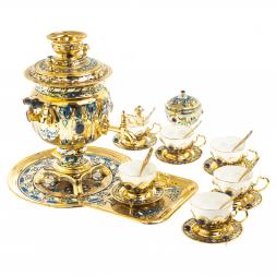 Самовар с сервизом на 6 персон "Лазуритовый" Златоуст