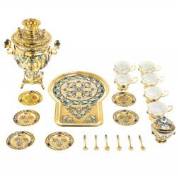 Самовар с сервизом на 6 персон "Лазуритовый" Златоуст