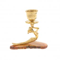 Подсвечник "Русалка" бронза агат светло-коричневый