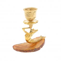 Подсвечник "Русалка" бронза агат светло-коричневый