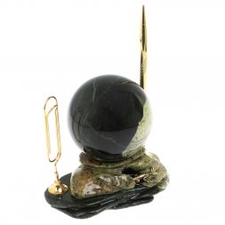 Композиция из змеевика "Ящерица на скале" шар 9,5 см