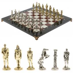 Шахматы подарочные "Великая Отечественная война" из лемезита и мрамора доска 40х40 см