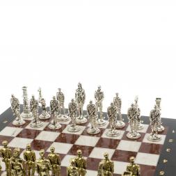 Шахматы подарочные "Великая Отечественная война" из лемезита и мрамора доска 40х40 см