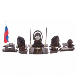 Настольный прибор "Авангард" камень обсидиан