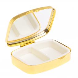 Таблетница на 2 отделения камень зеленый флюорит, цвет золото