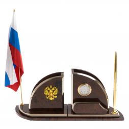 Настольный набор с флагом &amp;quot;Полумесяц&amp;quot; камень обсидиан