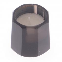Подсвечник из обсидиана со свечой 6х6х4,5 см