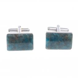 Запонки голубой апатит прямоугольные