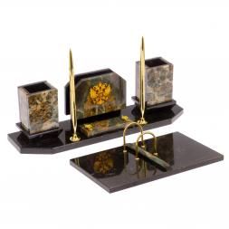 Настольный набор "Герб России" из офиокальцита