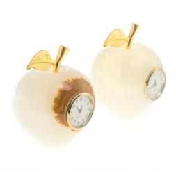 Часы «Яблоко» из белого оникса 7×9 см (3)