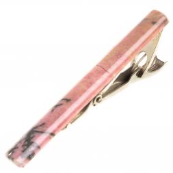 Зажим для галстука с камнем родонит