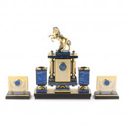 Настольный прибор "Конь с попоной" лазурит