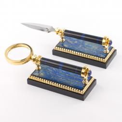 Настольный прибор "Конь с попоной" лазурит