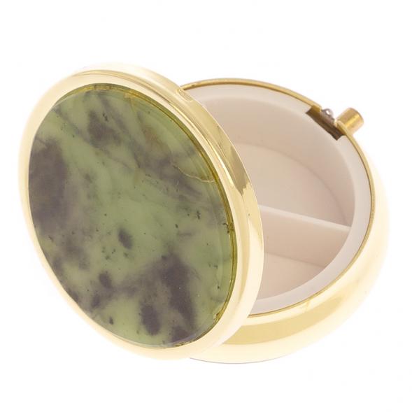 Таблетница на 3 отсека камень камень нефрит цвет золото 125620