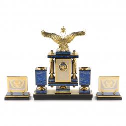 Настольный набор "Двуглавый орел" из лазурита