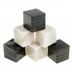 Камни для виски 6 кубиков микс белый и полосатый мрамор