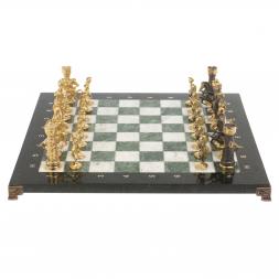 Настольные шахматы "Римские" бронза мрамор шабровский змеевик 40х40 см