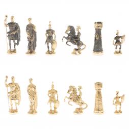 Настольные шахматы "Римские" бронза мрамор шабровский змеевик 40х40 см