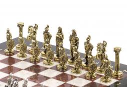 Шахматы подарочные "Александр Македонский" доска 36х36 см лемезит мрамор