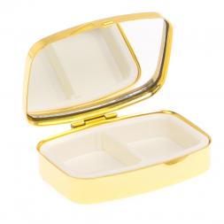 Таблетница на 2 отделения камень нефрит цвет золото