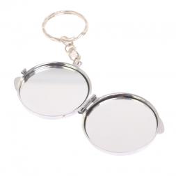 Складное зеркало брелок голубой апатит круглое