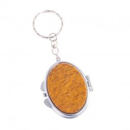 Складное зеркало брелок из змеиной яшмы овальное