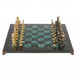 Настольные шахматы "Римские" бронза шабровский змеевик 40х40 см
