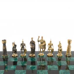 Настольные шахматы "Римские" бронза шабровский змеевик 40х40 см