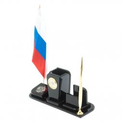 Письменный набор &amp;quot;Символ России&amp;quot; камень черный обсидиан