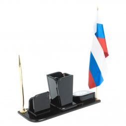 Письменный набор &amp;quot;Символ России&amp;quot; камень черный обсидиан