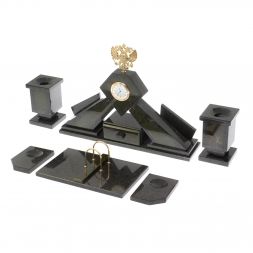 Письменный набор "Герб России" из нефрита с настольным ковриком