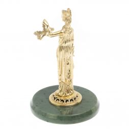 Бронзовая статуэтка "Фемида" на подставке из нефрита 10х10х15 см