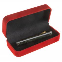 Зажим для галстука с камнем актинолит