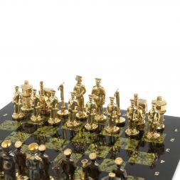 Бронзовые шахматы &amp;quot;Железнодорожники&amp;quot; доска 40х40 см змеевик