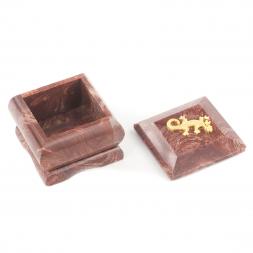 Шкатулка лемезит с ящерицей 7х7х6 см