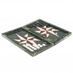 Каменные нарды "Звезда" белый мрамор / лемезит