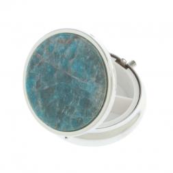 Таблетница на 3 отсека камень голубой апатит цвет серебро