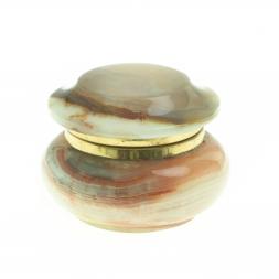 Шкатулка круглая "Грибок" камень оникс коричневый 7,6х5,9 см (3)