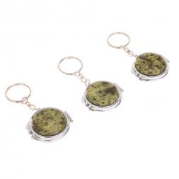 Складное зеркало брелок из змеевика круглое