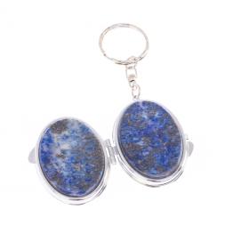 Складное зеркало брелок из афганского лазурита овальное