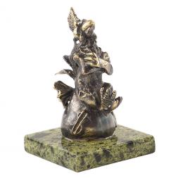 Статуэтка "Петух на мешке с деньгами" из бронзы и змеевика