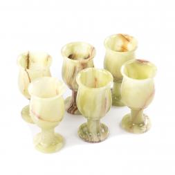 Набор фужеров 6 шт из камня оникс 130 мл 6х12 см в коробке