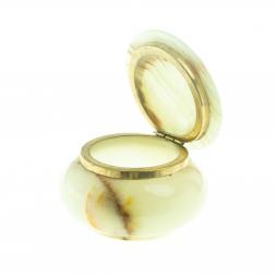 Шкатулка круглая "Грибок" камень оникс зеленый 7,6х5,9 см (3)