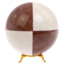 Шар комбинированный 12 см из лемезита и белого мрамора