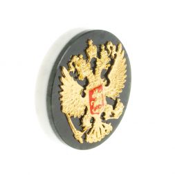 Настольная подставка из нефрита и мрамора "Герб РФ" 8,5х2,5х8,5 см