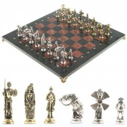 Шахматы "Дон Кихот" доска 36х36 см камень лемезит змеевик