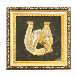 Панно "Подкова с лошадью" из нефрита