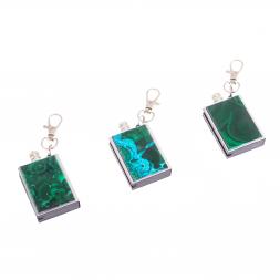 Брелок огниво "Вечная спичка" с накладкой из камня малахит 2,8х1,3х5 см