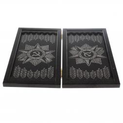 Нарды с гравировкой "Отечественная война" из камня гранит