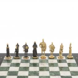 Шахматы бронзовые "Русские" 40х40 см мрамор шабровский змеевик